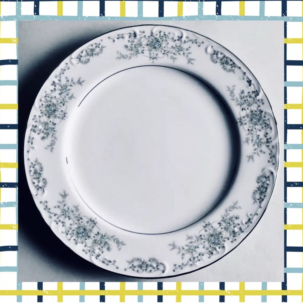 Theresa by Norleans China Blue Floral Serving Platter China Japan 12.5”
